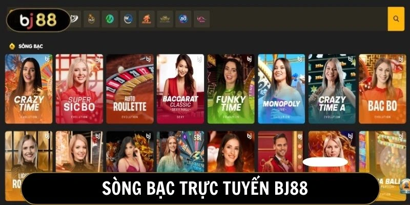 Sản phẩm cá cược casino BJ88 với 30+ trò chơi